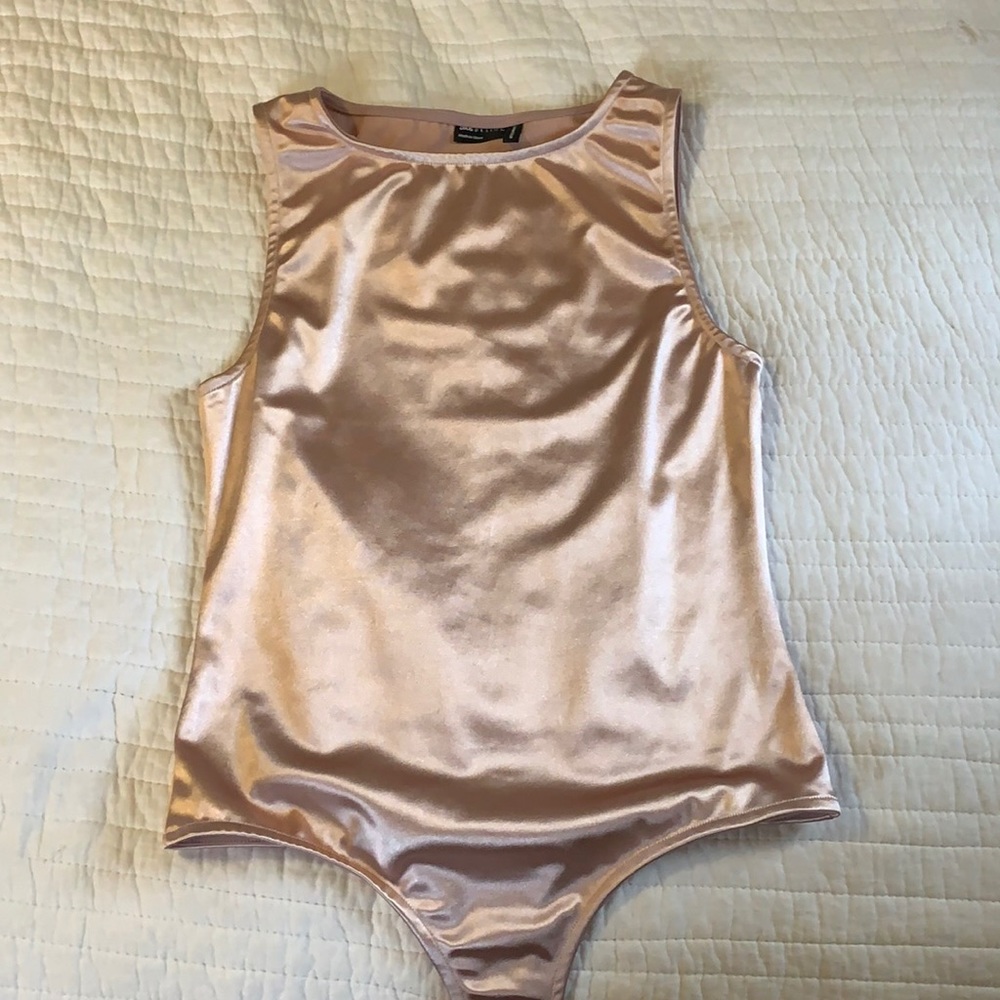 Worn once - pink silk bodysuit